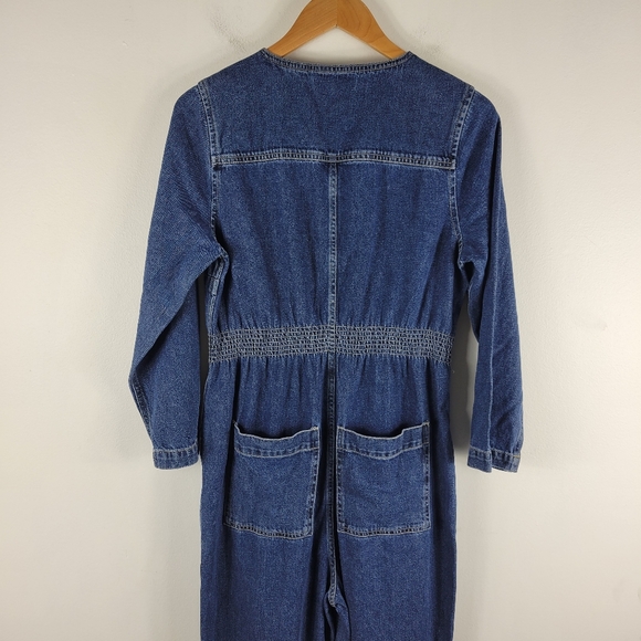 Madewell Patch Pocket V Neck Staight Ankle Zip Up Denim Jumpsuit Coveralls - Picture 7 of 12